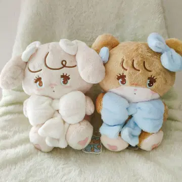 mikko characters 안아주는 리본 봉제 인형 너트 라떼