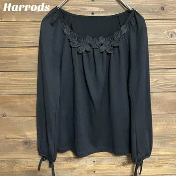 [해롯] 긴팔 티셔츠 블라우스 옷깃 꽃무늬 모티브 일본제 M