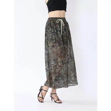 새상품급 야마다야 Aga 보타니컬 시어 와이드 팬츠 차콜 그레이