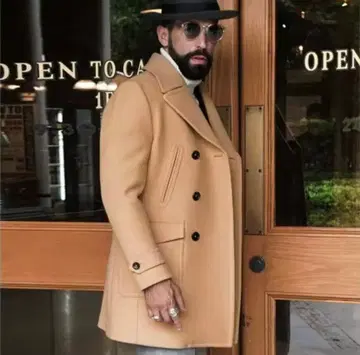 [팔로우 할인 있음] 울 피 코트 고급 카멜 브라운 밀리터리 방한