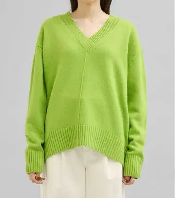 city 니트 V넥 그린