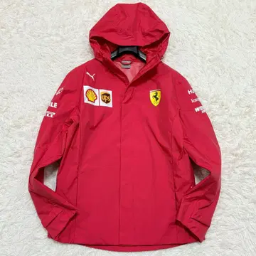 푸마 페라리 F1 팀 자켓 레인 자켓 빨간색 로고 프린트