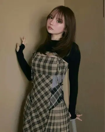 [정품] Nadia check long dress beige