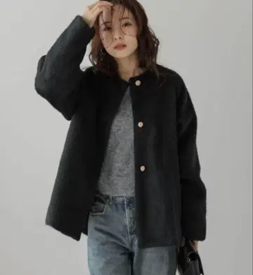 주말 한정 판매 Lajour 노카라 코트 샤기 하프 코트 일본제