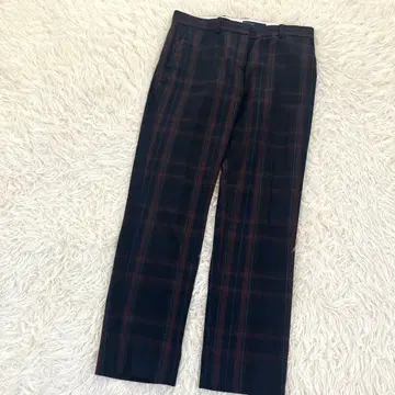 갭 GAP 울 혼방 슬랙스 양모 체크 무늬 앵클 기장 네이비