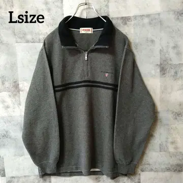 90s McGregor Lsize 하프 지퍼 맨투맨 그레이 자수 로고