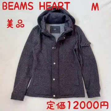 새상품급 BEAMS HEART 후드 부착 플리스 블루종 남성용 M 그레이