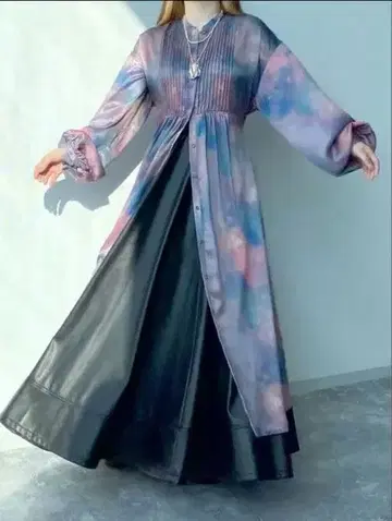 HARE BLUR 아트 패턴 무늬 롱 원피스