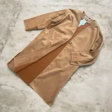 [ 미사용 새상품 ] RADIATE 브라운 노카라 얇은 소재 롱 코트