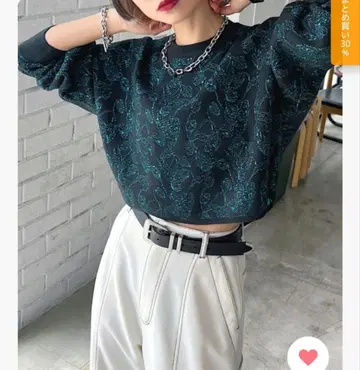 페이지 보이 플라워 자카드 니트