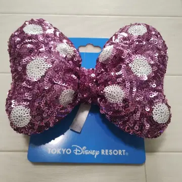 [ 새상품 미사용 ] 디즈니 미니 스팽글 리본 핑크 머리끈