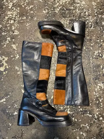 스페인산 송치 가죽 롱 부츠