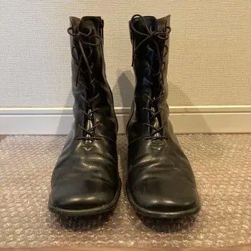 가죽 블랙 숏부츠 끈 타입