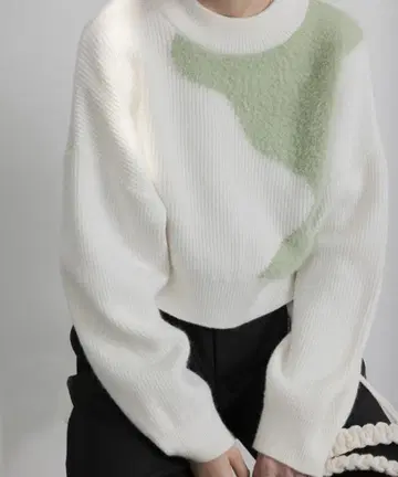 EKCOOKIES 웨이브 도킹 니트 크롭 니트