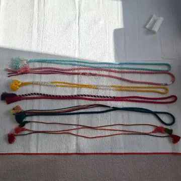 다색 태슬 부착 오비 고정 띠 끈