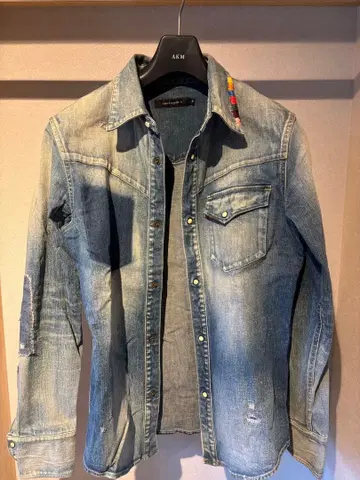 1 piu 1 uguale 3 레인보우 데님 셔츠