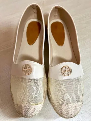화이트 레이스 에스파드리유 플랫슈즈