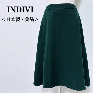 새상품급 INDIVI 일본제 플레어 스커트 그린 36 고급