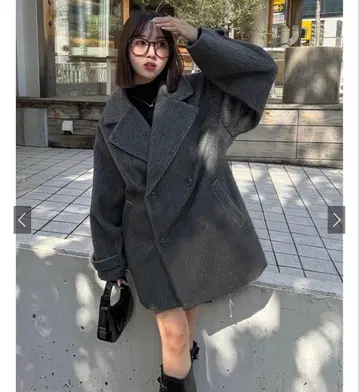 초 메루카리 시 SALE GRL 샤기 코쿤 코트