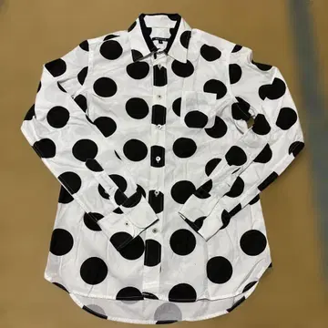 ABAHOUSE 흑백 도트 패턴 긴팔 셔츠 사이즈 3 디자인 블랙 화이트