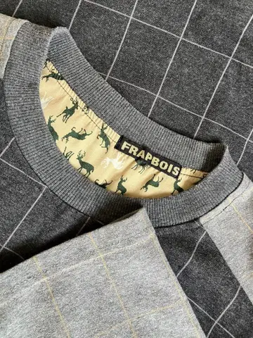 FRAPBOIS 체크 무늬 7부 기장 긴팔 T셔츠