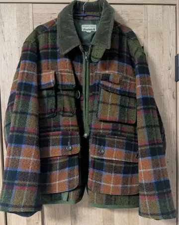 울 체크 무늬 헌팅 자켓