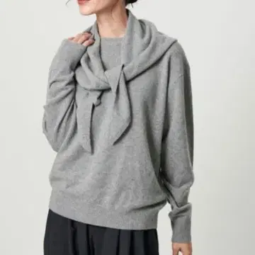 울 캐시미어 크루넥 니트 & 스톨 워셔블