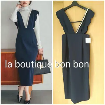 새상품 la boutique bon bon 더블 스캘럽 진주 원피스