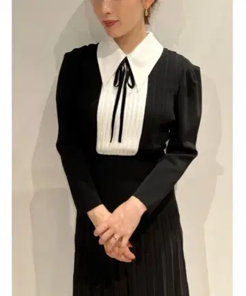 니트 원피스 snidel 블랙 리본