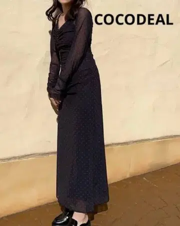 COCODEAL 도트 튤 개더 원피스