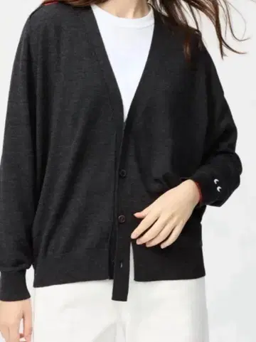 유니클로 안야 힌드마치 메리노 오버 사이즈 V넥 가디건 M