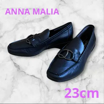 안나마리아 천연 가죽 모카신 신발 블랙 23.0