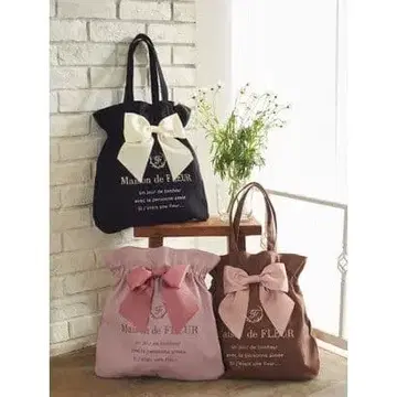 메종 드 플뢰르 그로그랭 리본 토트백