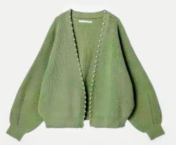 새상품 그린 파크 ELENCARE DUE 펄 토퍼 가디건