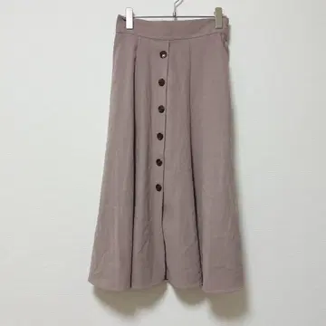 나우나우 [M] 플레어 스커트/버튼 미디 기장 허리밴딩 성숙/러블리