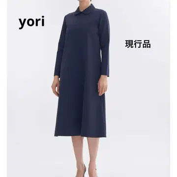 [ 미사용급 현행 모델 ] 요리 yori 둥근 카라 원피스 네이비 포멀