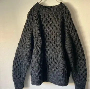 90s 피셔맨 스웨터 그레이 블랙 육중 빅 실루엣