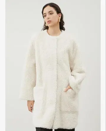 미사용 Mila Owen 노카라 셔츠 커브 보아 코트