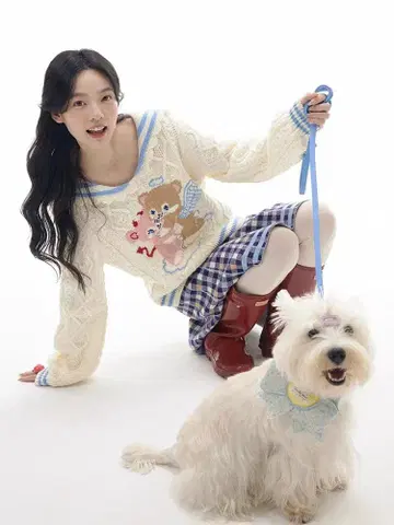 tntntutu 복숭아 마음 상점 세일러 카라 니트 스웨터 미착용