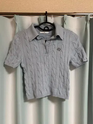 SLY 니트 피케 셔츠 반팔 라이트 블루