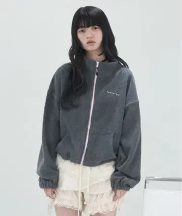 [택 포함] smyeon 플리스 지퍼 바이컬러 블루종 그레이