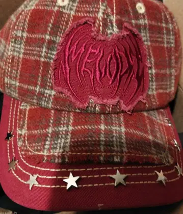신상 ec melodi Red Plaid Star Studded Hat