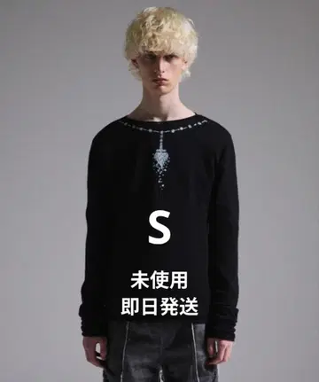 사이즈 S [GRANCY] 프린트 디자인 쉬어 니트 S