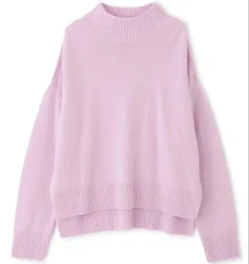 울 캐시미어 풀오버 핑크 하이넥 워셔블