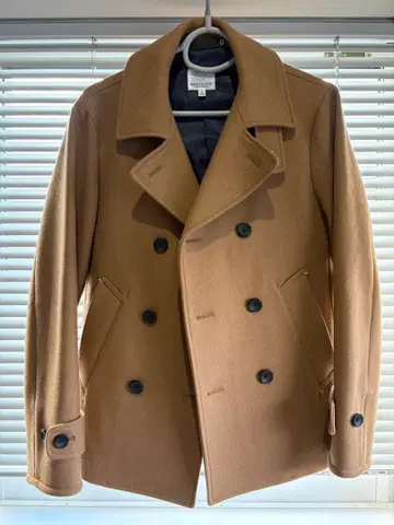 BEAUTY & YOUTH 베이지 더블 브레스트 피 코트 S