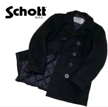 새상품급 Schott 울 더블 피코트 퀼팅 740N 블랙 S