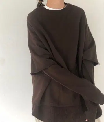 차오패닉 오버 사이즈 레이어드 맨투맨 블랙