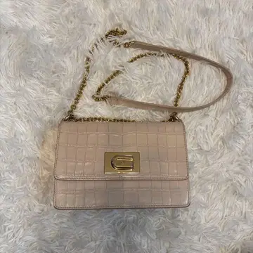 훌라 베이지 악어 엠보싱 숄더백