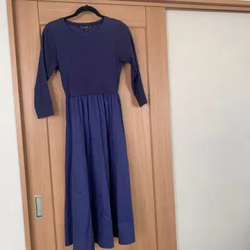 퍼플 7부 소매 원피스 38