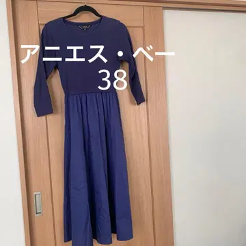 퍼플 7부 소매 원피스 38